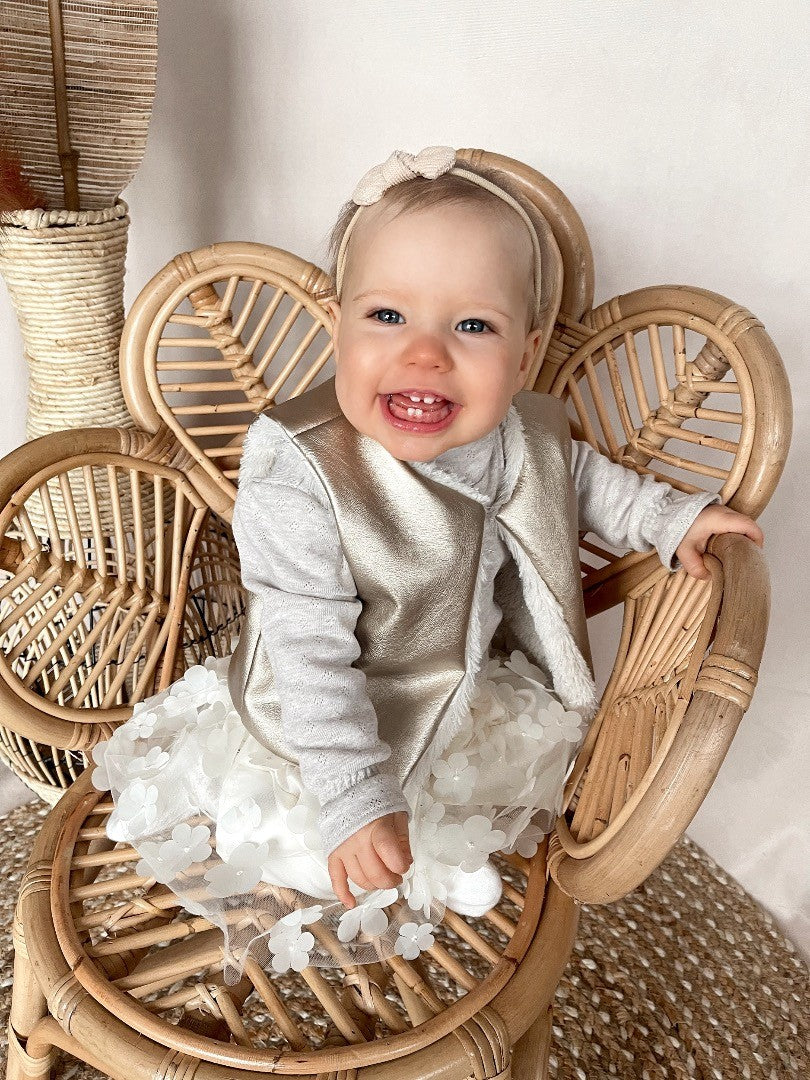 Babykleding - Gilet teddy en goud Lovi tweekanten te dragen