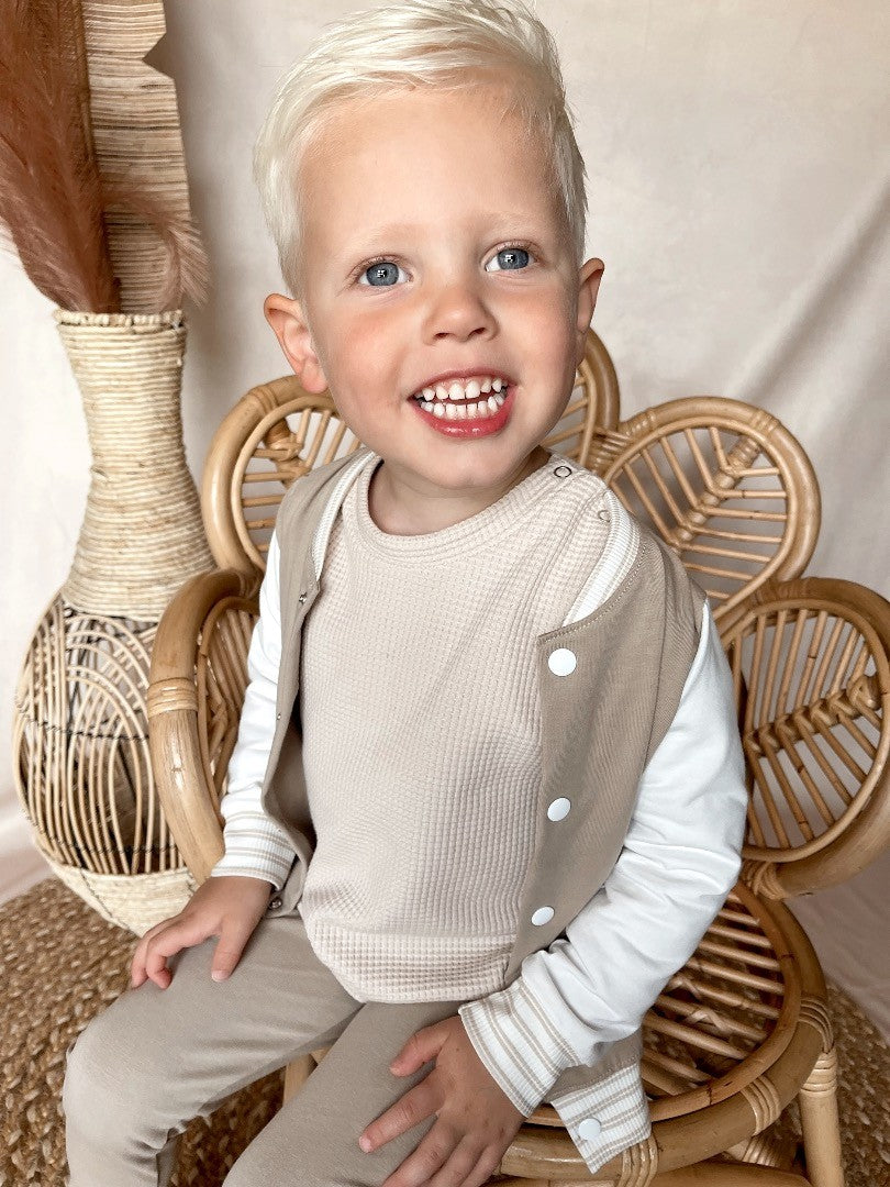 Babykleding - Longsleeve Wafel Chez light sand