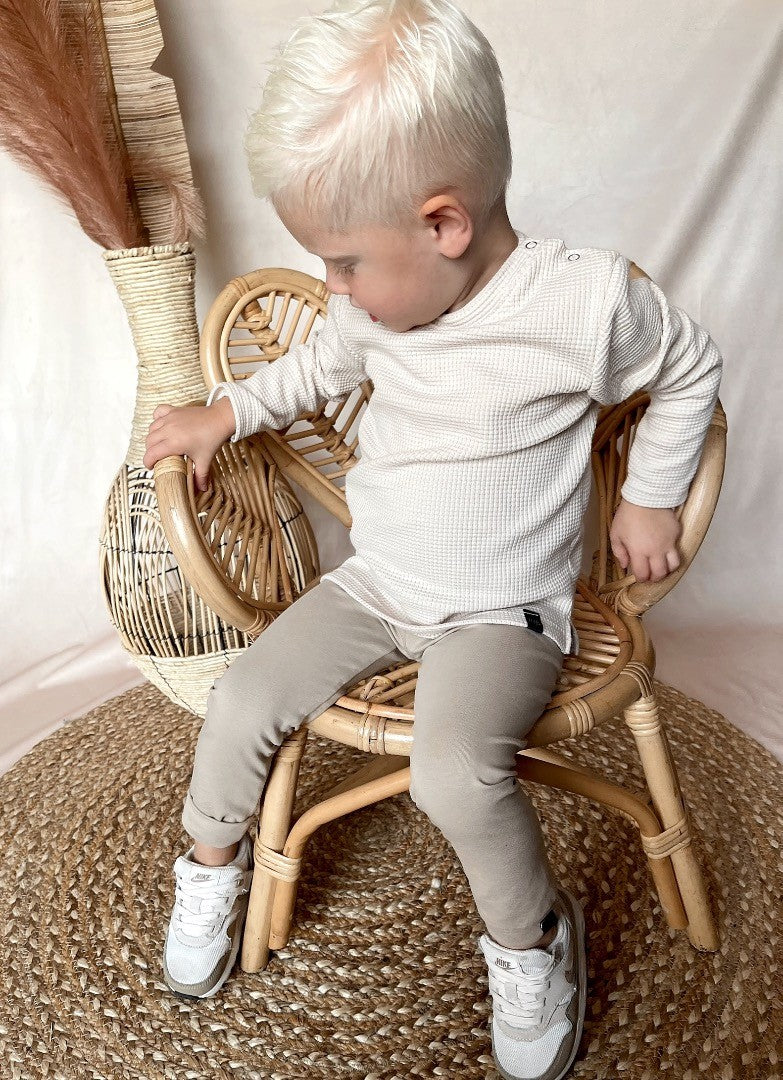 Babykleding - Longsleeve Wafel Chez light sand