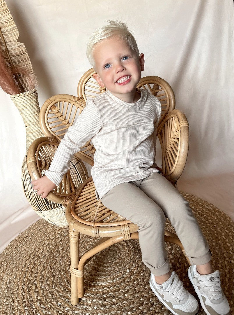 Babykleding - Longsleeve Wafel Chez light sand