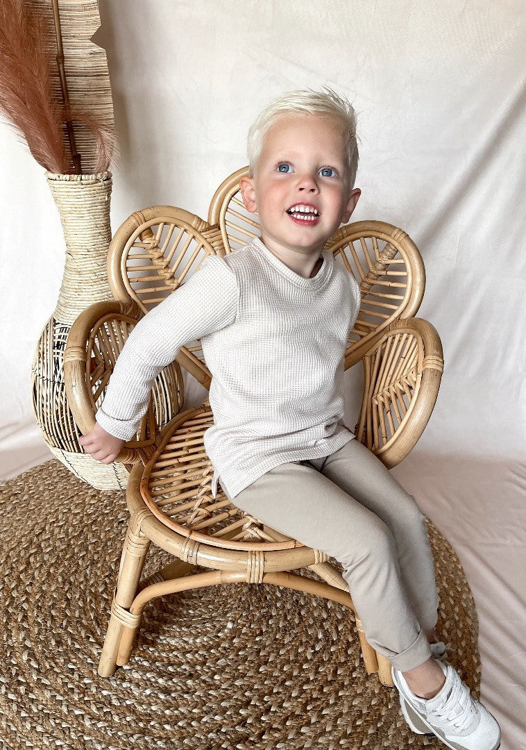Babykleding - Longsleeve Wafel Chez light sand