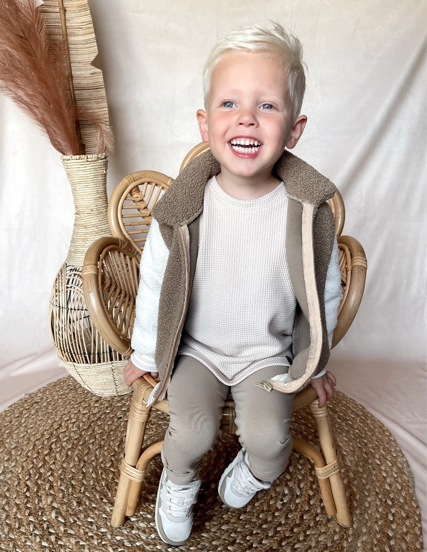 Babykleding - Longsleeve Wafel Chez light sand