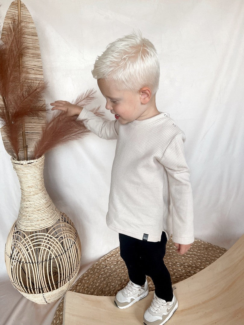 Babykleding - Longsleeve Wafel Chez light sand