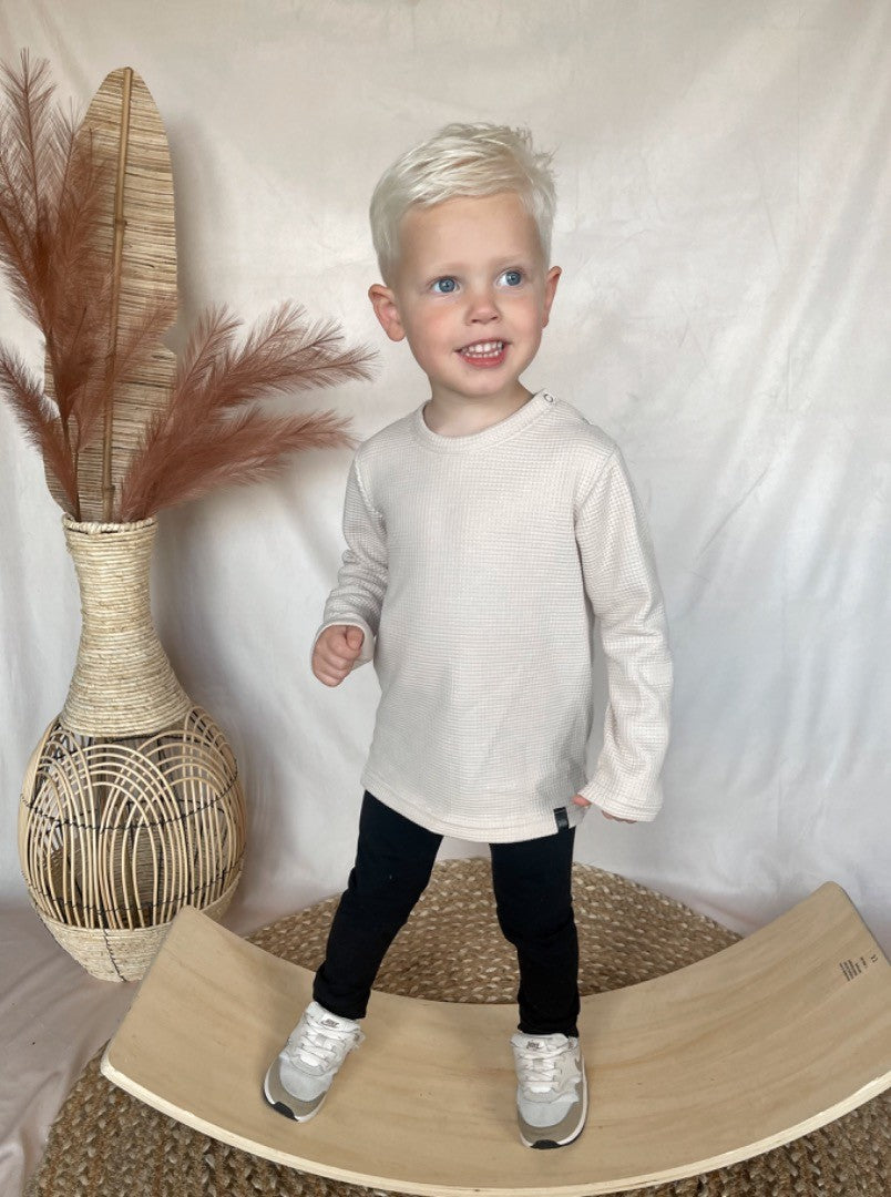 Babykleding - Longsleeve Wafel Chez light sand