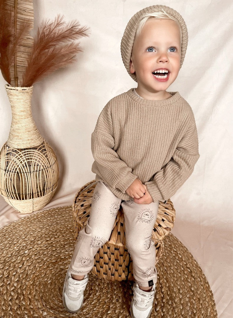 Babykleding - Lenn lion logo broekje Lenn beige