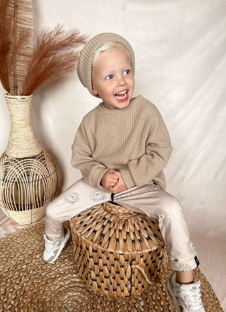 Babykleding - Lenn lion logo broekje Lenn beige