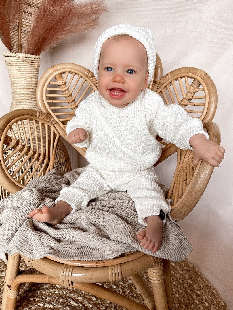 Babykleding - Knitted broekje Ecru unisex