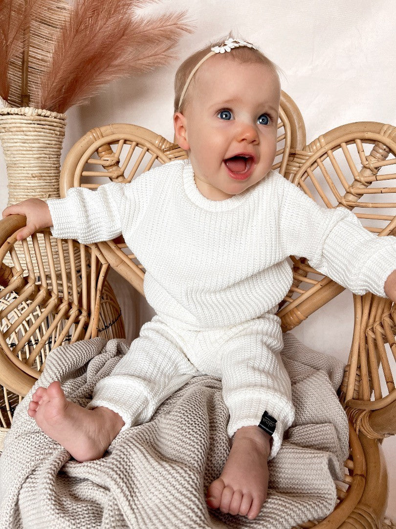 Babykleding - Knitted broekje Ecru unisex