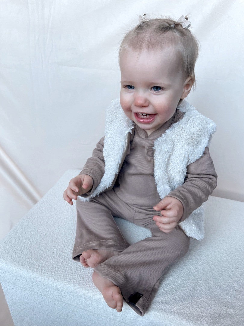 Babykleding - Gilet teddy en goud Lovi tweekanten te dragen