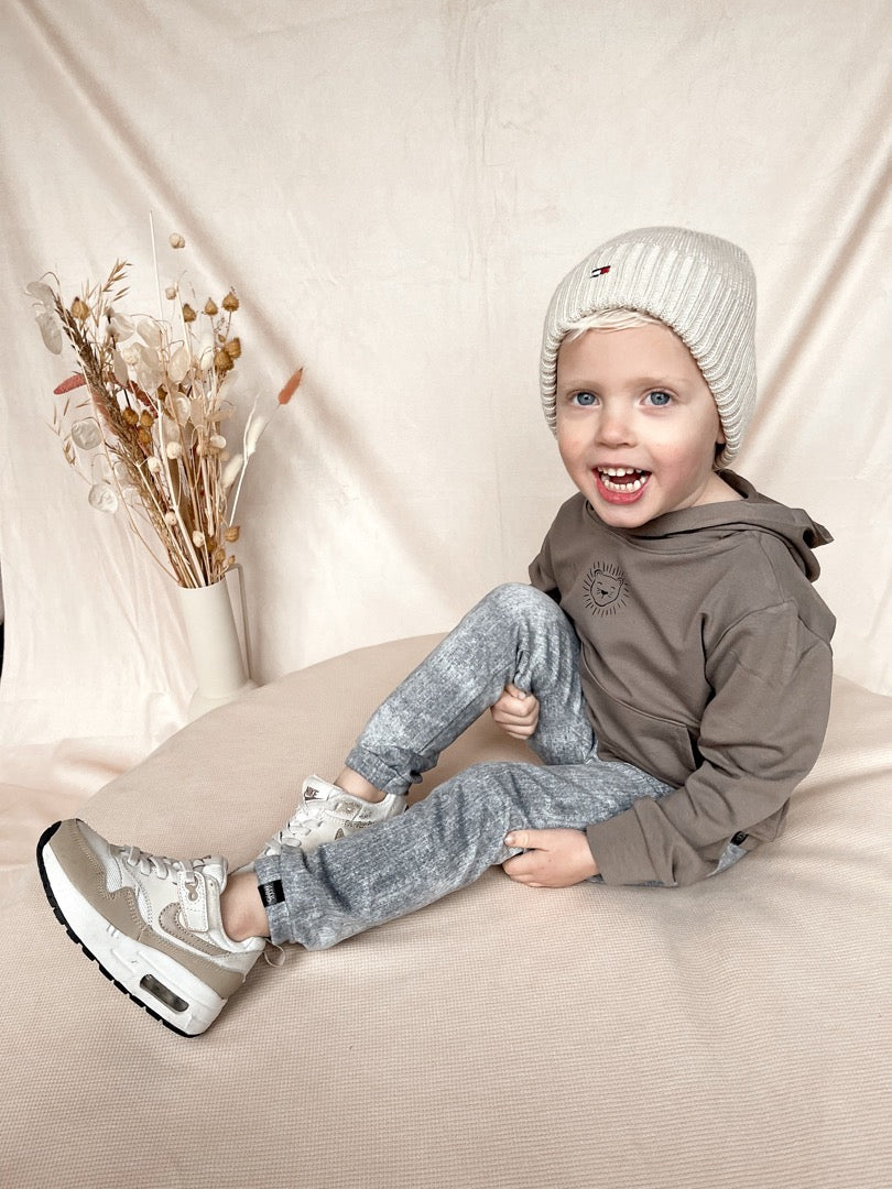 Babykleding - Lenn lion hoodie taupe logo