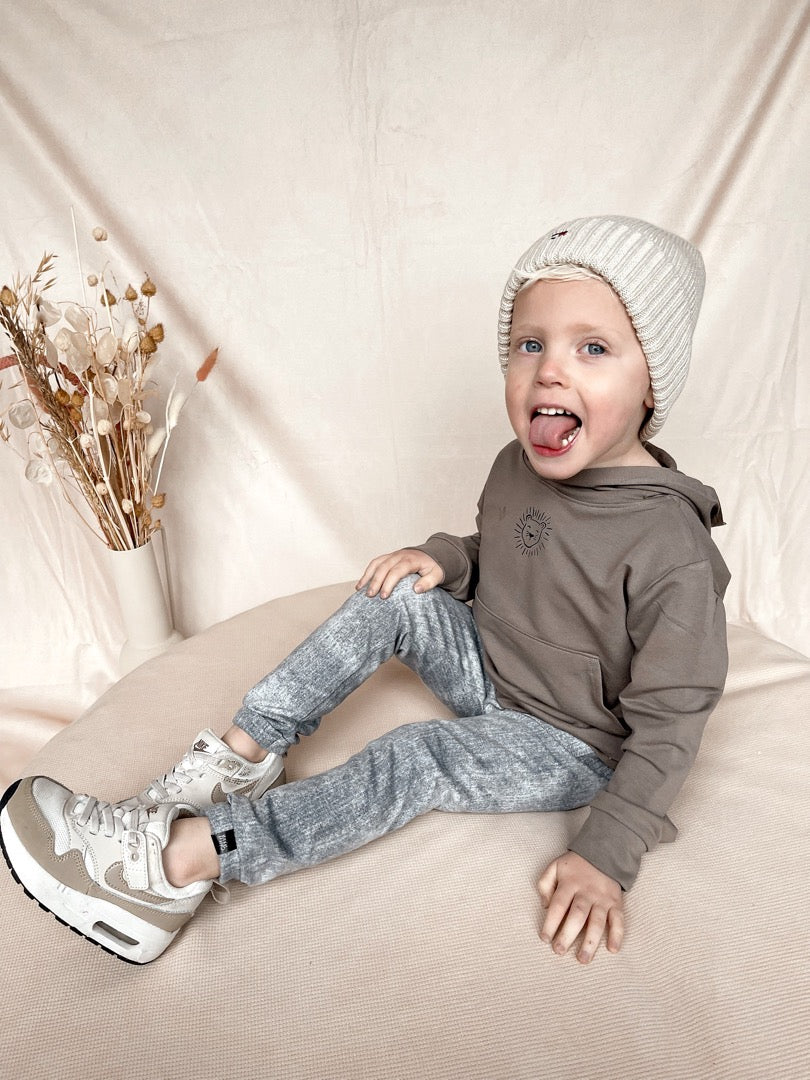 Babykleding - Lenn lion hoodie taupe logo