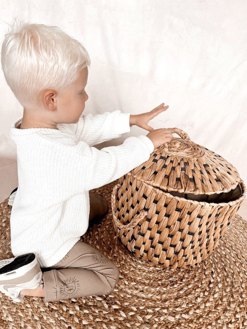 Babykleding - Broekje lenn lion logo Raff bruin groen