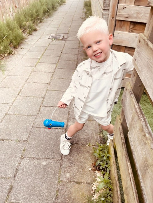 Babykleding - Vest krokodil wit met kraag