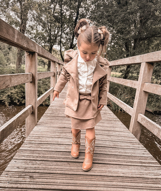 Babykleding - Tussenjas suède taupe Livia