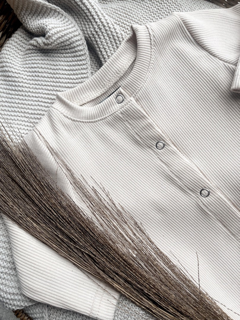 Babykleding - Boxpakje rib beige
