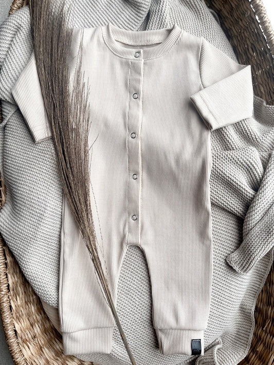 Babykleding - Boxpakje rib beige