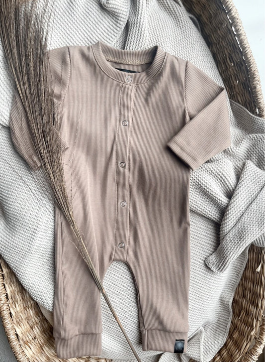 Babykleding - Boxpakje rib taupe